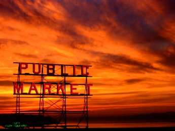 Sunset at Pike Place Market